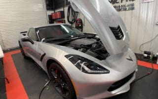 hood open corvette being detailed by Abundance Auto Detail in Murfreesboro