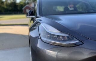 front view of a tesla at Murfreesboro Paint Protection Film and Ceramic Coating