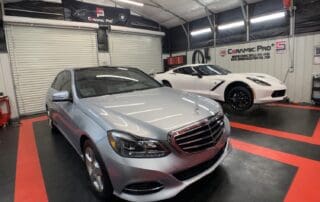 front view of silver mercedes